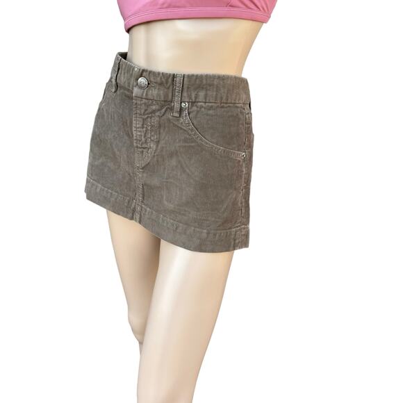 New Citizens of Humanity by Jerome Dahan Brown Corduroy Micro Mini Skirt Size 28 - Picture 3 of 11